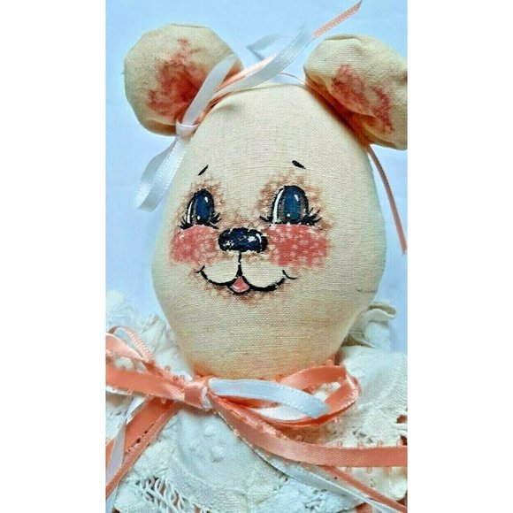 Teddy Bear Handmade Tea-Stained Stuffed Plush Painted Face Striped 14" 90s VTG - Picture 2 of 6